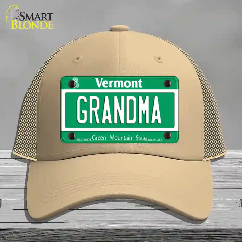 Grandma Vermont Novelty License Plate Hat Mesh / Khaki