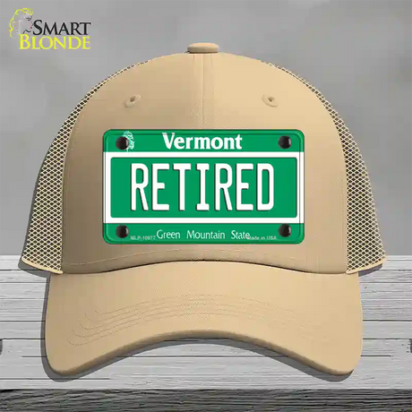 Retired Vermont Novelty License Plate Hat Mesh / Khaki