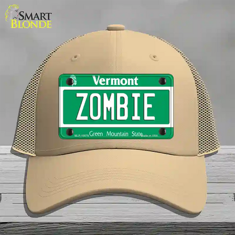 Zombie Vermont Novelty License Plate Hat Mesh / Khaki