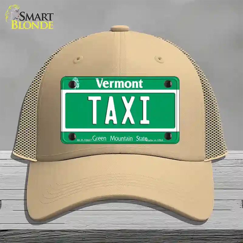 Taxi Vermont Novelty License Plate Hat Mesh / Khaki