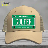 Golfer Vermont Novelty License Plate Hat Mesh / Khaki