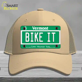 Bike It Vermont Novelty License Plate Hat Mesh / Khaki