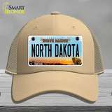 North Dakota Legendary Novelty License Plate Hat Mesh / Khaki