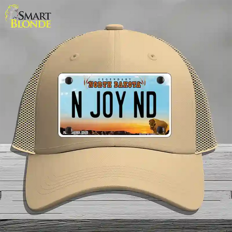 N Joy ND North Dakota Novelty License Plate Hat Mesh / Khaki