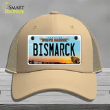 Bismarck North Dakota Novelty License Plate Hat Mesh / Khaki