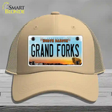 Grand Forks North Dakota Novelty License Plate Hat Mesh / Khaki