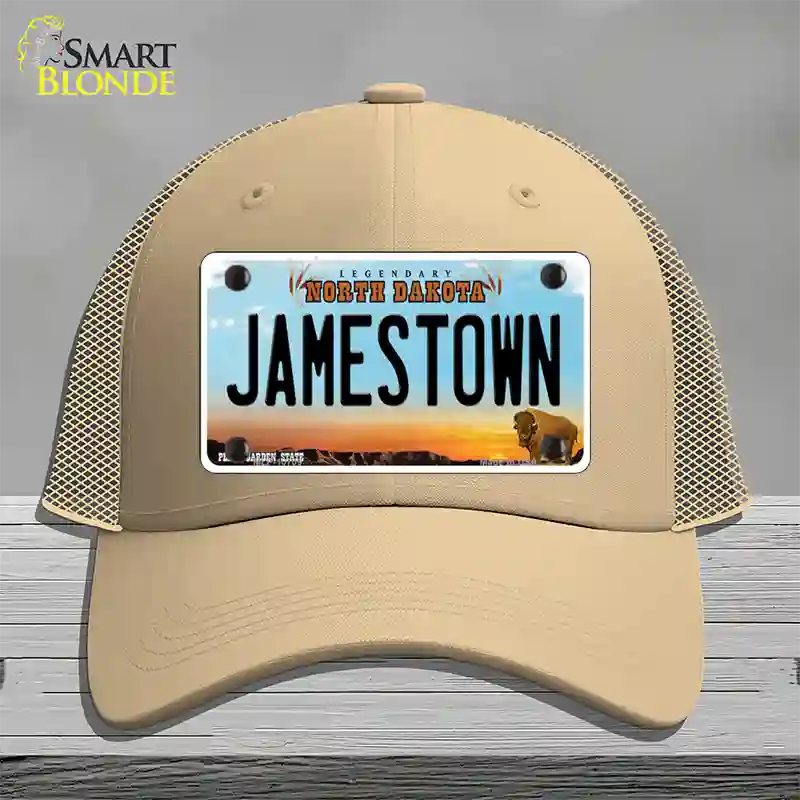 Jamestown North Dakota Novelty License Plate Hat Mesh / Khaki