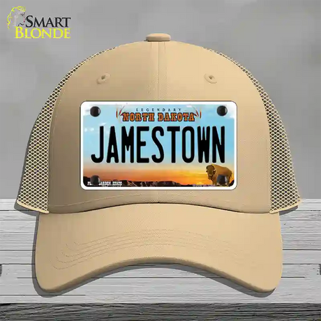 Jamestown North Dakota Novelty License Plate Hat Mesh / Khaki