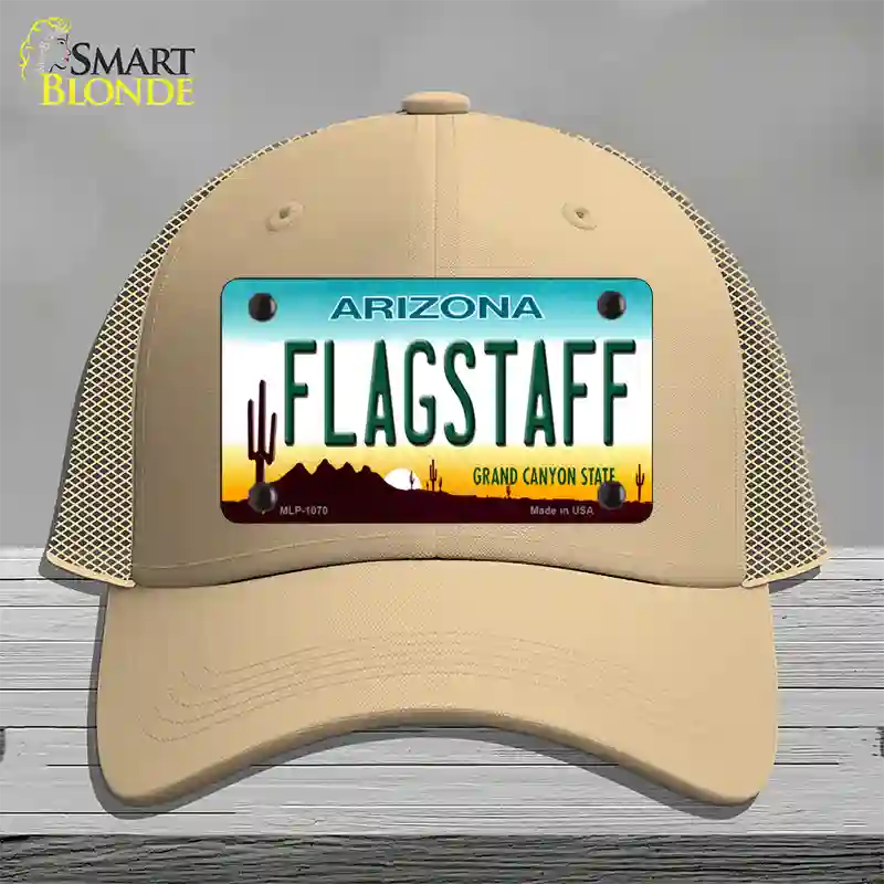 Flagstaff Arizona Novelty License Plate Hat Mesh / Khaki