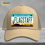 Flagstaff Arizona Novelty License Plate Hat Mesh / Khaki