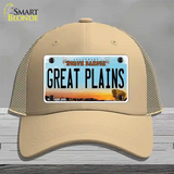 Great Plains North Dakota Novelty License Plate Hat Mesh / Khaki