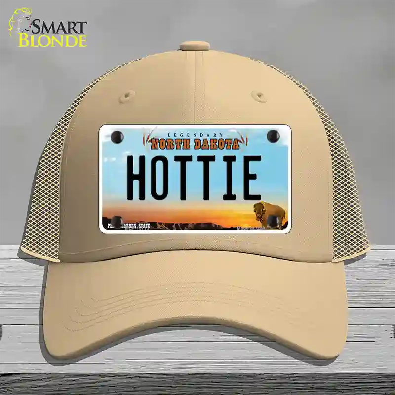 Hottie North Dakota Novelty License Plate Hat Mesh / Khaki