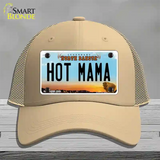 Hot Mama North Dakota Novelty License Plate Hat Mesh / Khaki