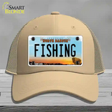 Fishing North Dakota Novelty License Plate Hat Mesh / Khaki