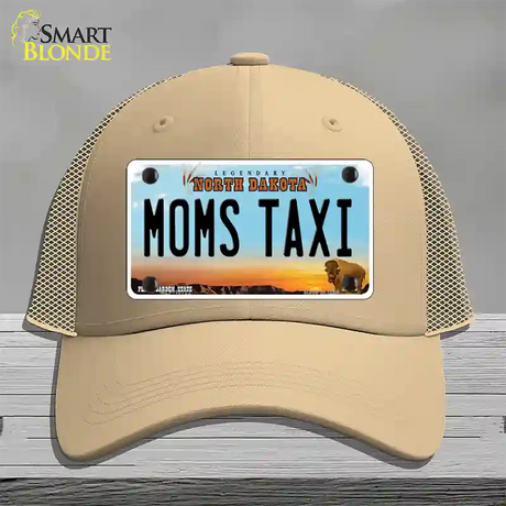 Moms Taxi North Dakota Novelty License Plate Hat Mesh / Khaki