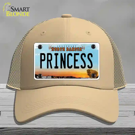 Princess North Dakota Novelty License Plate Hat Mesh / Khaki