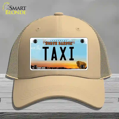 Taxi North Dakota Novelty License Plate Hat Mesh / Khaki