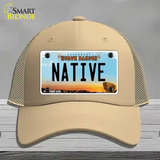 Native North Dakota Novelty License Plate Hat Mesh / Khaki