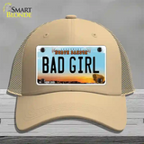 Bad Girl North Dakota Novelty License Plate Hat Mesh / Khaki