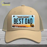 Best Dad North Dakota Novelty License Plate Hat Mesh / Khaki