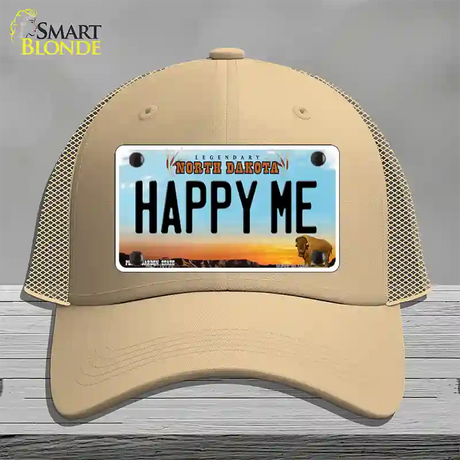 Happy Me North Dakota Novelty License Plate Hat Mesh / Khaki