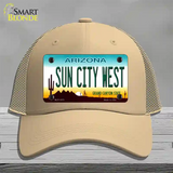 Sun City West Arizona Novelty License Plate Hat Mesh / Khaki