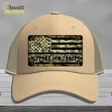 Camo American Flag Support Troops Novelty License Plate Hat Mesh / Khaki