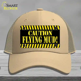 Caution Flying Mud Novelty License Plate Hat Mesh / Khaki