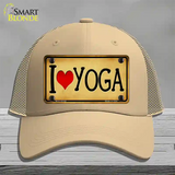 I Heart Yoga Novelty License Plate Hat Mesh / Khaki