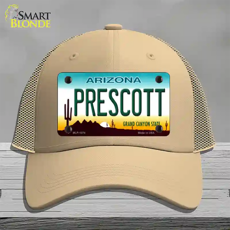 Prescott Arizona Novelty License Plate Hat Mesh / Khaki