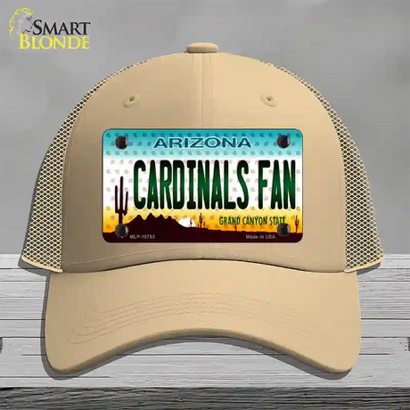 Cardinals Fan Arizona Novelty License Plate Hat Mesh / Khaki