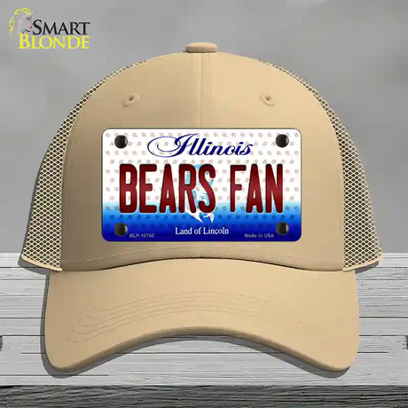 Bears Fan Illinois Novelty License Plate Hat Mesh / Khaki