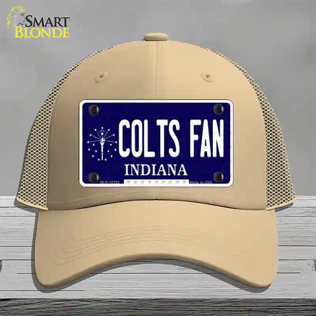 Colts Fan Indiana Novelty License Plate Hat Mesh / Khaki