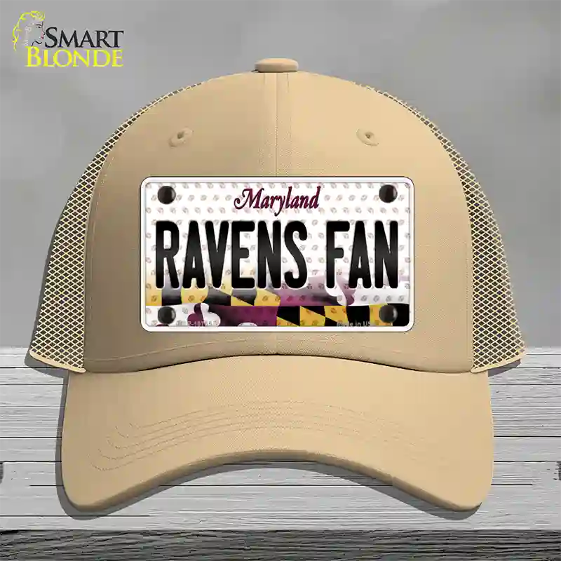 Ravens Fan Maryland Novelty License Plate Hat Mesh / Khaki