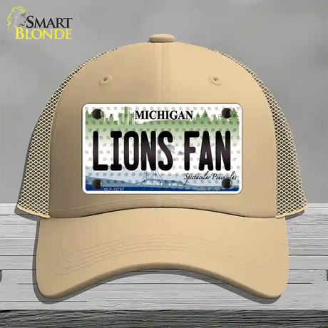 Lions Fan Michigan Novelty License Plate Hat Mesh / Khaki