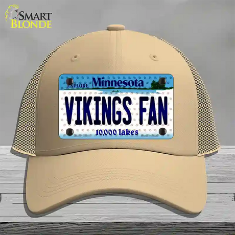 Vikings Fan Minnesota Novelty License Plate Hat Mesh / Khaki