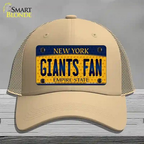 Giants Fan New York Novelty License Plate Hat Mesh / Khaki