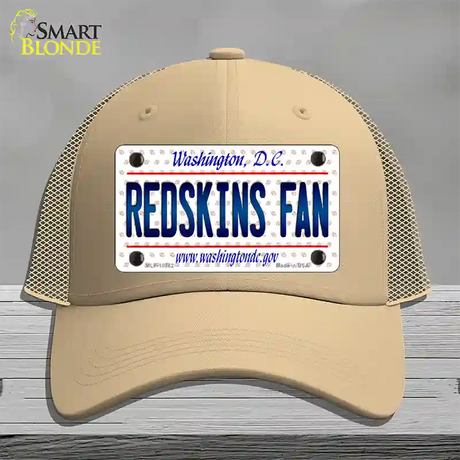 Redskins Fan Washington DC Novelty License Plate Hat Mesh / Khaki