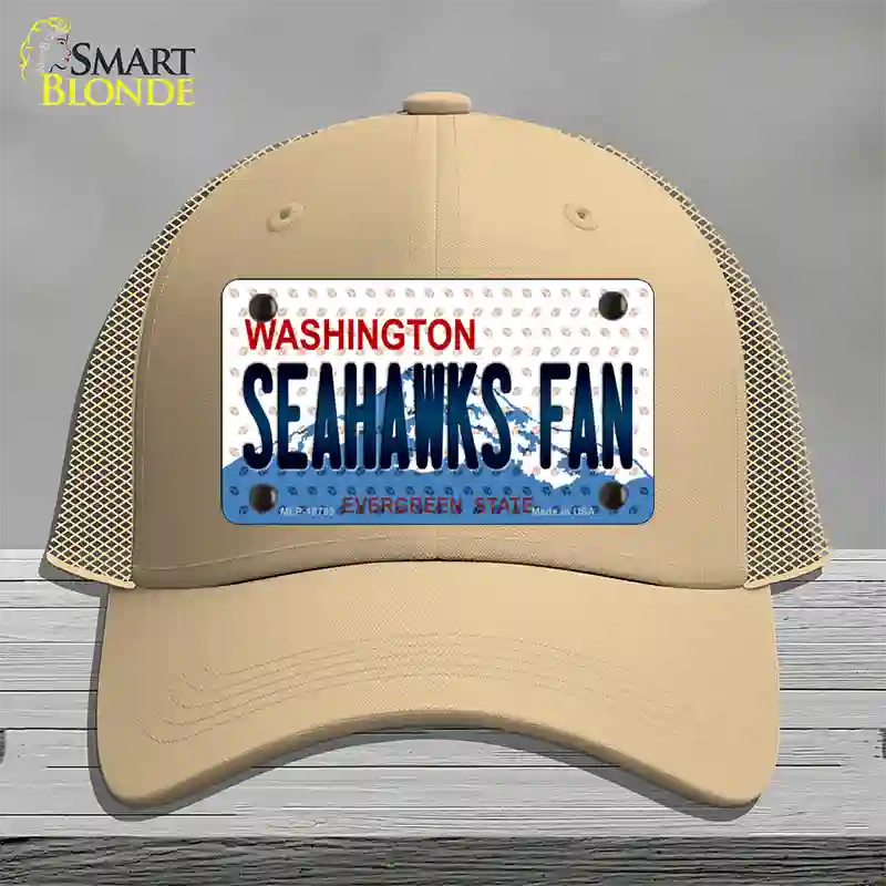 Seahawks Fan Washington Novelty License Plate Hat Mesh / Khaki