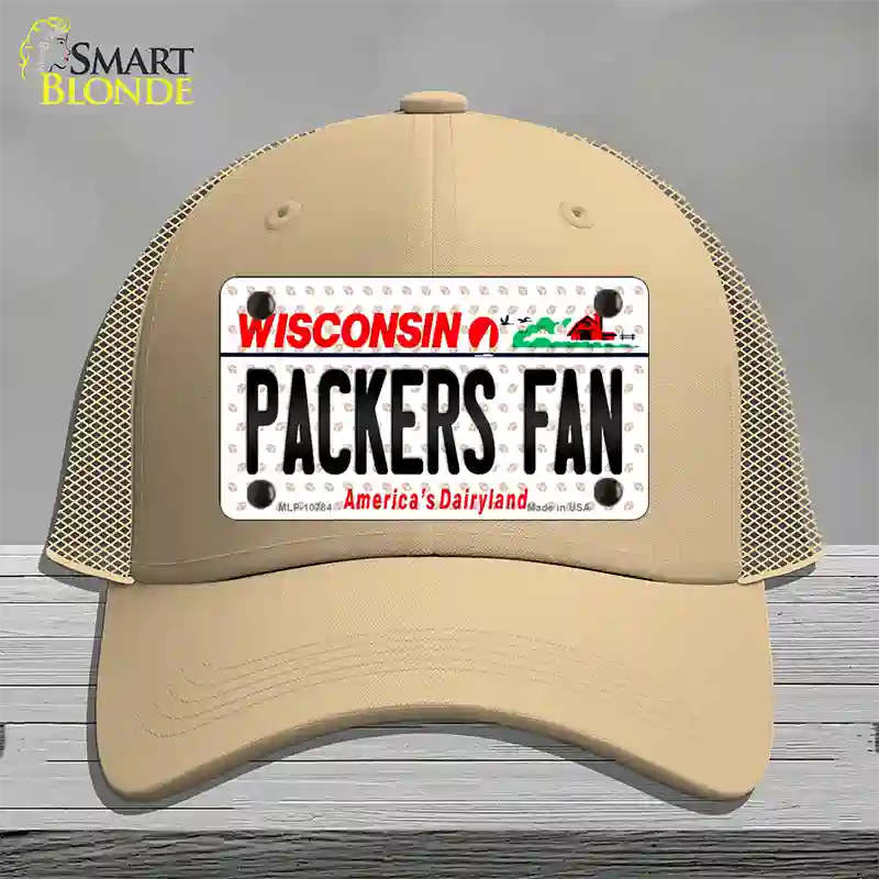 Packers Fan Wisconsin Novelty License Plate Hat Mesh / Khaki