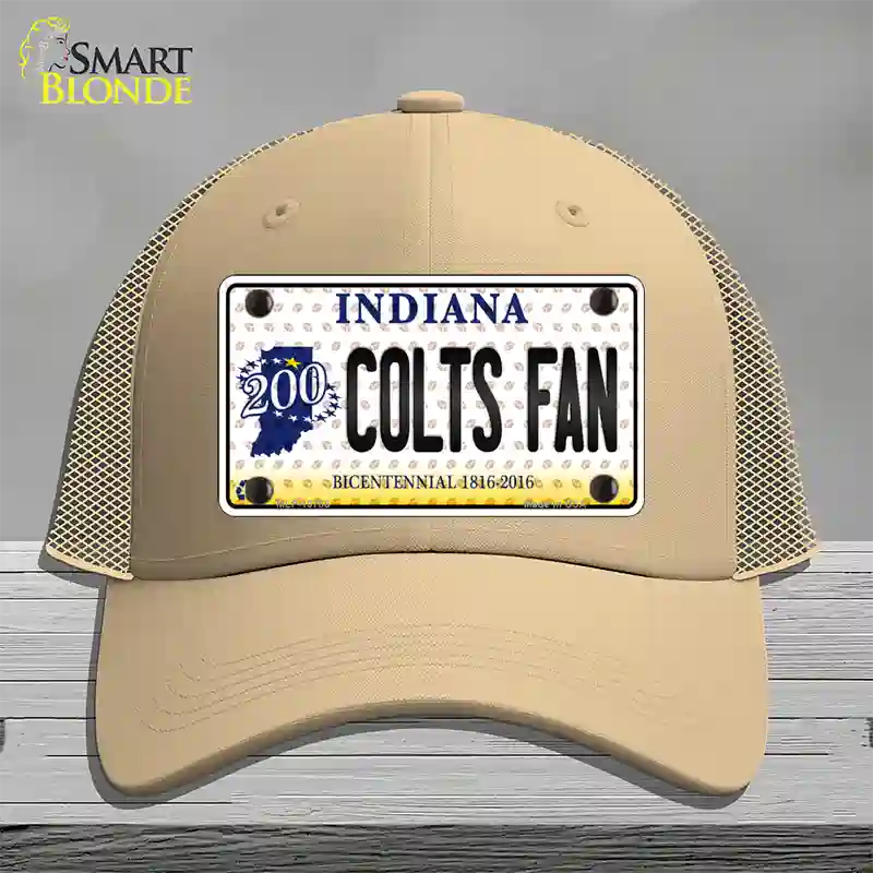 Colts Fan Bicentennial Indiana Novelty License Plate Hat Mesh / Khaki