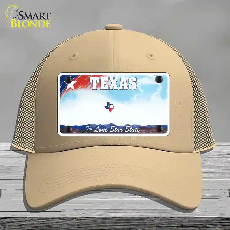 Texas New State Novelty License Plate Hat Mesh / Khaki