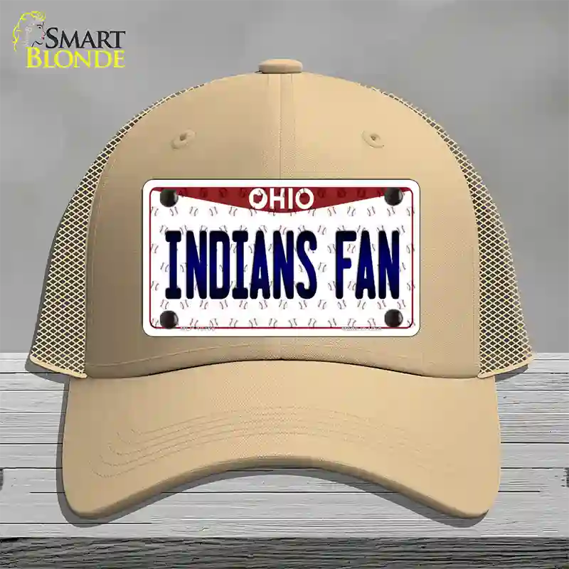 Indians Fan Ohio Novelty License Plate Hat Mesh / Khaki