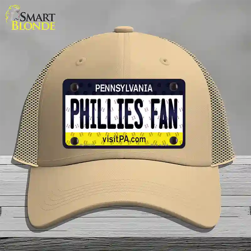 Phillies Fan Pennsylvania Novelty License Plate Hat Mesh / Khaki