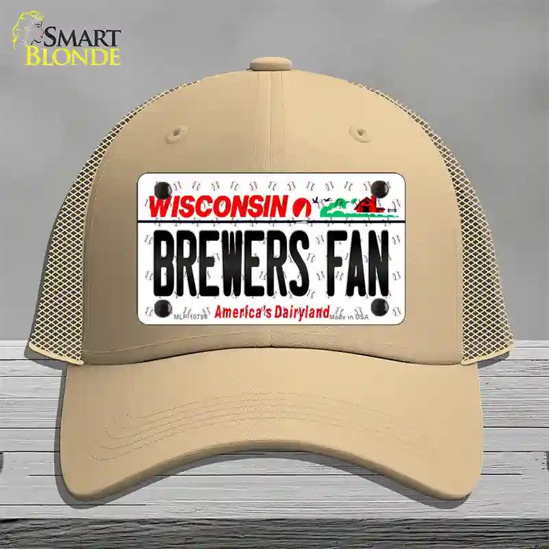 Brewers Fan Wisconsin Novelty License Plate Hat Mesh / Khaki