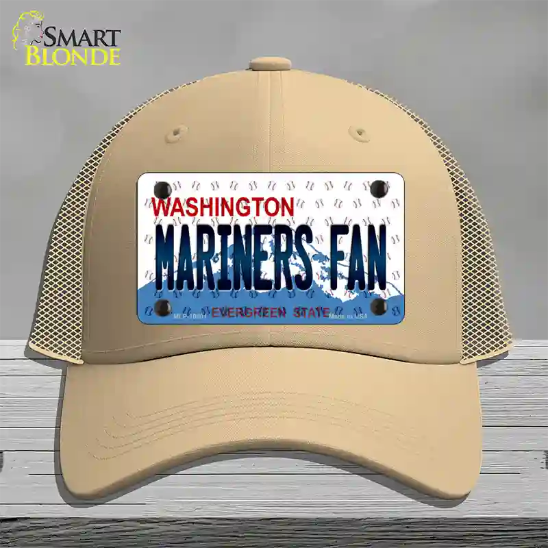 Mariners Fan Washington Novelty License Plate Hat Mesh / Khaki