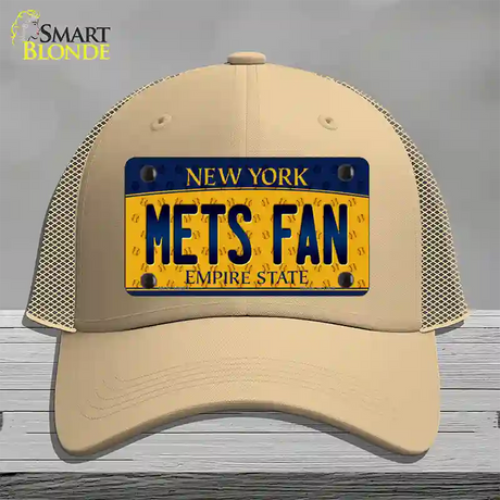 Mets Fan New York Novelty License Plate Hat Mesh / Khaki