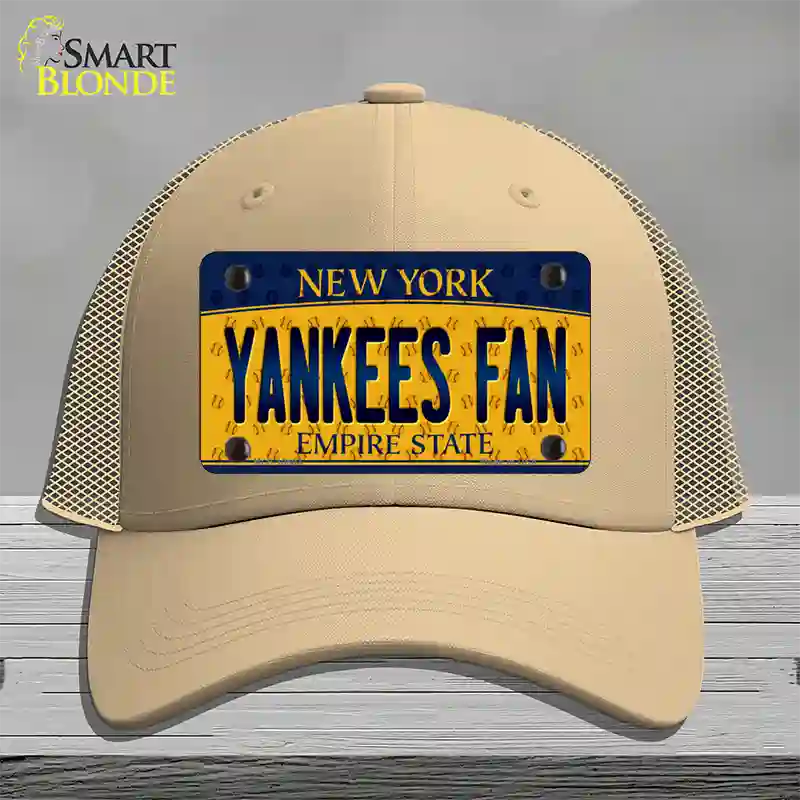 Yankees Fan New York Novelty License Plate Hat Mesh / Khaki