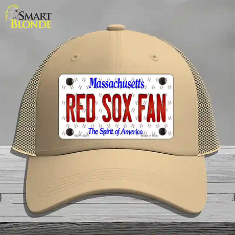 Red Sox Fan Massachusetts Novelty License Plate Hat Mesh / Khaki