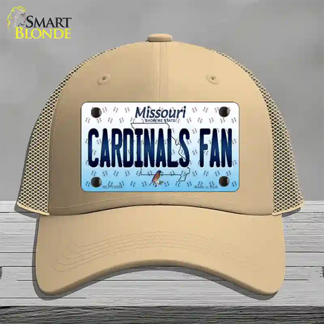 Cardinals Fan Missouri Novelty License Plate Hat Mesh / Khaki